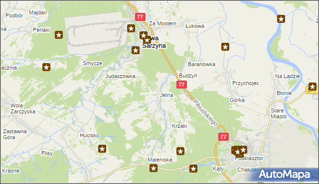 mapa Jelna gmina Nowa Sarzyna, Jelna gmina Nowa Sarzyna na mapie Targeo