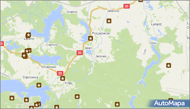 mapa Jelonek gmina Borne Sulinowo, Jelonek gmina Borne Sulinowo na mapie Targeo