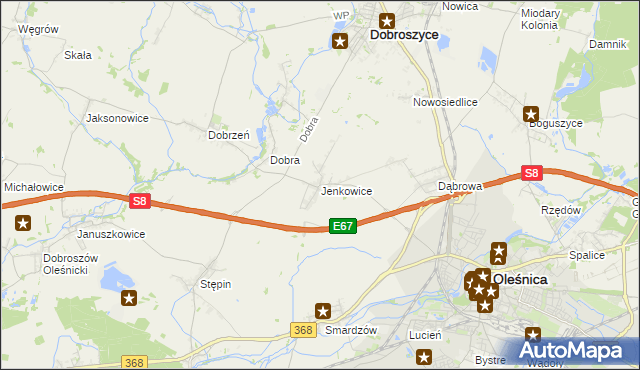 mapa Jenkowice gmina Oleśnica, Jenkowice gmina Oleśnica na mapie Targeo