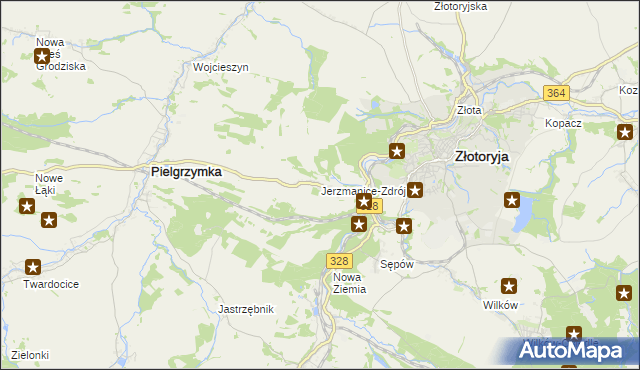 mapa Jerzmanice-Zdrój, Jerzmanice-Zdrój na mapie Targeo