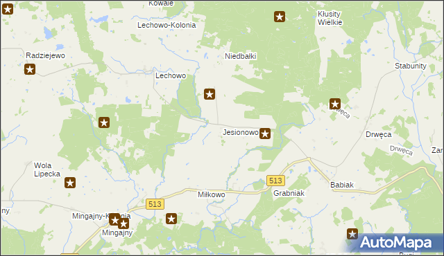 mapa Jesionowo gmina Pieniężno, Jesionowo gmina Pieniężno na mapie Targeo