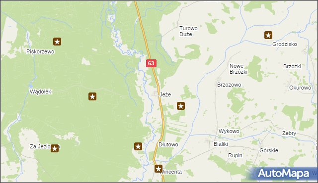 mapa Jeże gmina Pisz, Jeże gmina Pisz na mapie Targeo