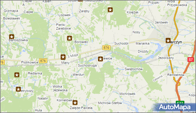 mapa Jeżewice gmina Tarczyn, Jeżewice gmina Tarczyn na mapie Targeo