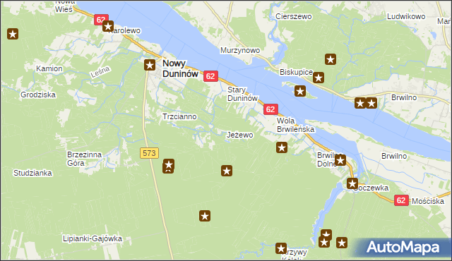 mapa Jeżewo gmina Nowy Duninów, Jeżewo gmina Nowy Duninów na mapie Targeo