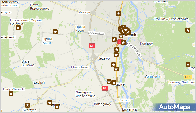 mapa Jeżewo gmina Pułtusk, Jeżewo gmina Pułtusk na mapie Targeo