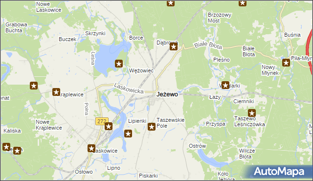 mapa Jeżewo powiat świecki, Jeżewo powiat świecki na mapie Targeo