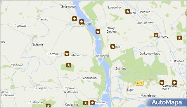 mapa Jezierzyce gmina Śmigiel, Jezierzyce gmina Śmigiel na mapie Targeo