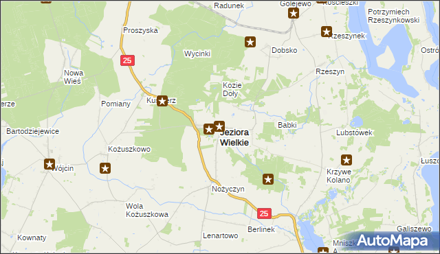 mapa Jeziora Wielkie, Jeziora Wielkie na mapie Targeo