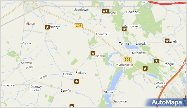 mapa Jeziorki gmina Stęszew, Jeziorki gmina Stęszew na mapie Targeo