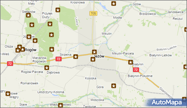 mapa Jeżów powiat brzeziński, Jeżów powiat brzeziński na mapie Targeo