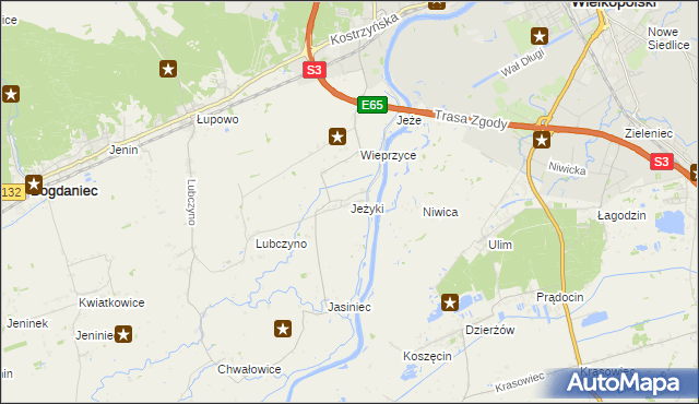 mapa Jeżyki, Jeżyki na mapie Targeo