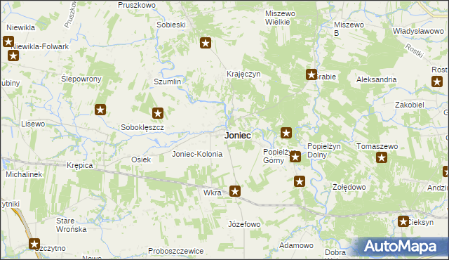 mapa Joniec, Joniec na mapie Targeo