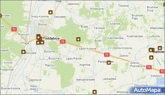 mapa Józefka gmina Poddębice, Józefka gmina Poddębice na mapie Targeo