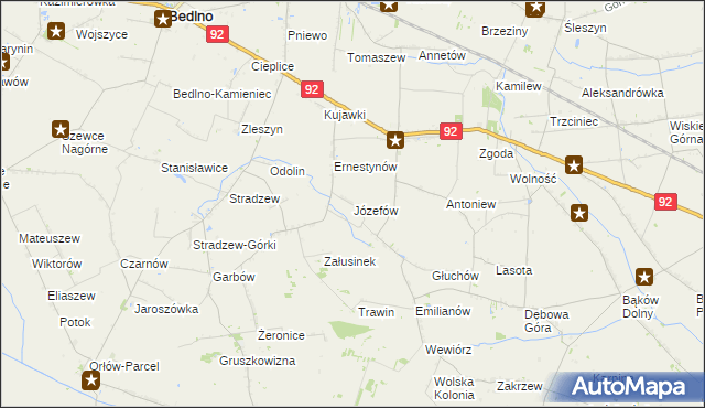 mapa Józefów gmina Bedlno, Józefów gmina Bedlno na mapie Targeo