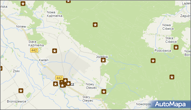 mapa Józefów gmina Chocz, Józefów gmina Chocz na mapie Targeo
