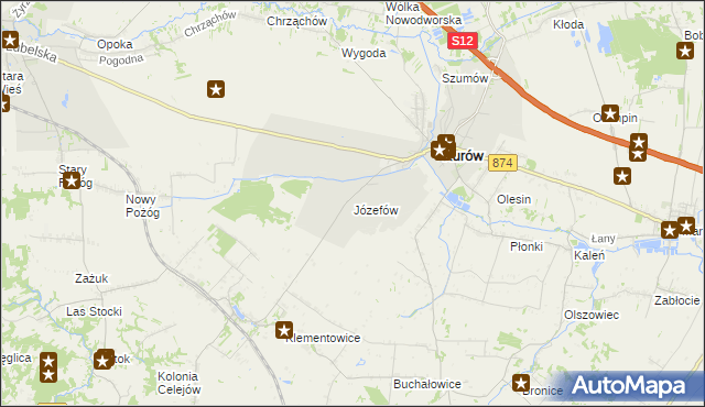 mapa Józefów gmina Kurów, Józefów gmina Kurów na mapie Targeo