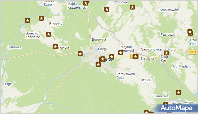 mapa Józefów powiat biłgorajski, Józefów powiat biłgorajski na mapie Targeo