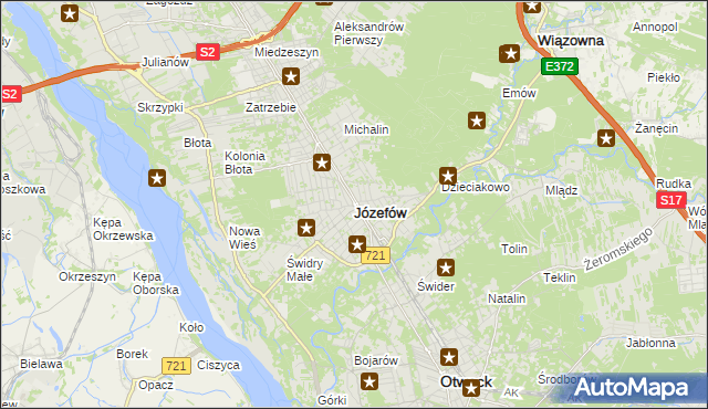 mapa Józefów powiat otwocki, Józefów powiat otwocki na mapie Targeo