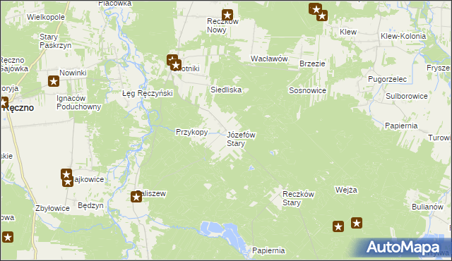 mapa Józefów Stary gmina Przedbórz, Józefów Stary gmina Przedbórz na mapie Targeo