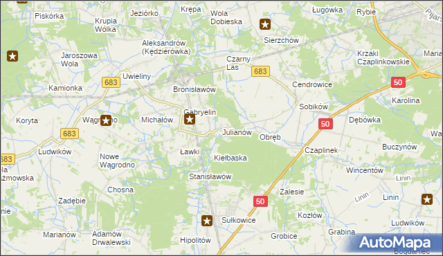 mapa Julianów gmina Góra Kalwaria, Julianów gmina Góra Kalwaria na mapie Targeo