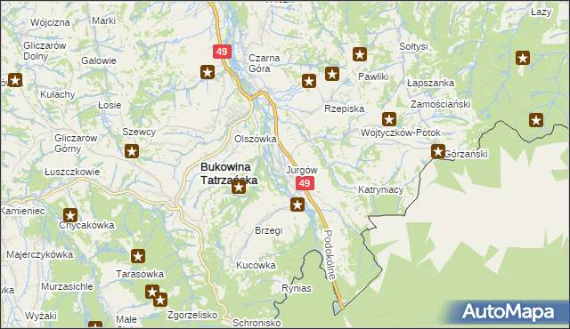 mapa Jurgów, Jurgów na mapie Targeo