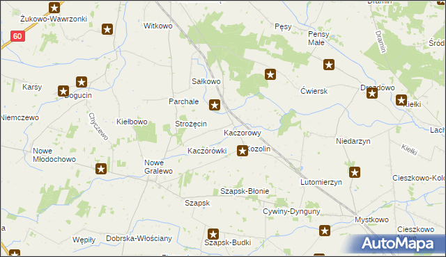 mapa Kaczorowy, Kaczorowy na mapie Targeo