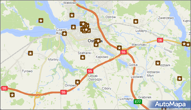 mapa Kajkowo, Kajkowo na mapie Targeo