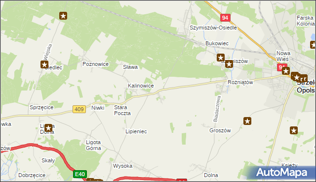 mapa Kalinów gmina Strzelce Opolskie, Kalinów gmina Strzelce Opolskie na mapie Targeo