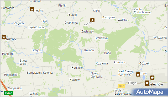 mapa Kalinów gmina Żelechów, Kalinów gmina Żelechów na mapie Targeo