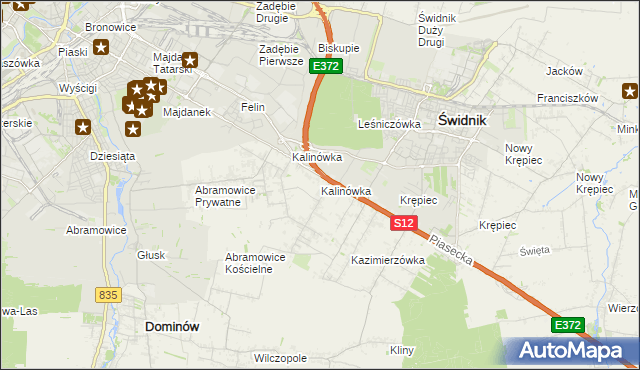 mapa Kalinówka gmina Głusk, Kalinówka gmina Głusk na mapie Targeo