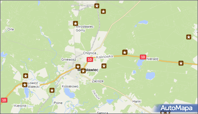 mapa Kalinówka gmina Mirosławiec, Kalinówka gmina Mirosławiec na mapie Targeo