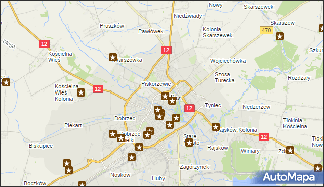 mapa Kalisza, Kalisz na mapie Targeo