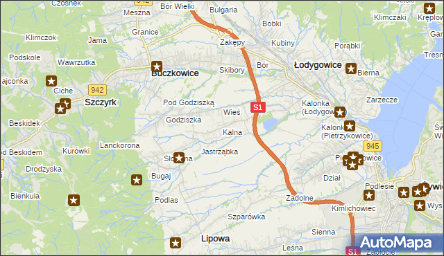 mapa Kalna, Kalna na mapie Targeo