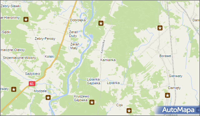 mapa Kamianka gmina Rzekuń, Kamianka gmina Rzekuń na mapie Targeo