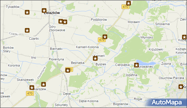 mapa Kamień gmina Ceków-Kolonia, Kamień gmina Ceków-Kolonia na mapie Targeo