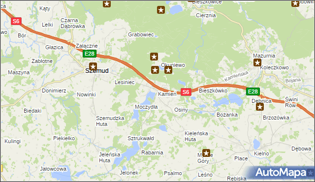 mapa Kamień gmina Szemud, Kamień gmina Szemud na mapie Targeo