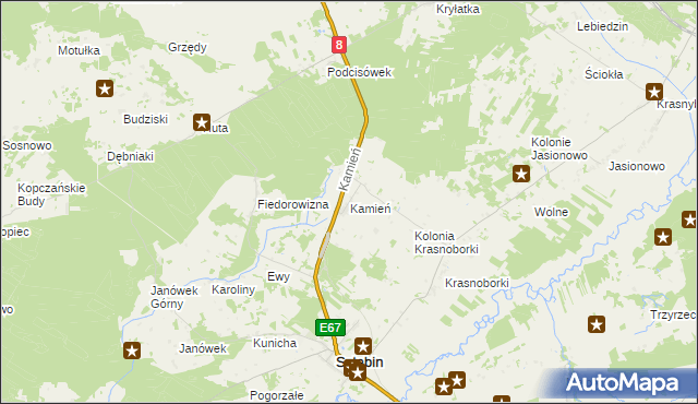 mapa Kamień gmina Sztabin, Kamień gmina Sztabin na mapie Targeo