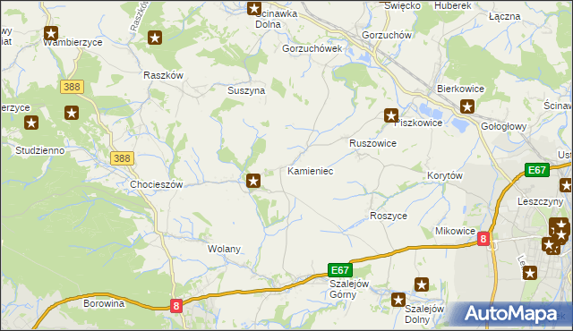 mapa Kamieniec gmina Kłodzko, Kamieniec gmina Kłodzko na mapie Targeo