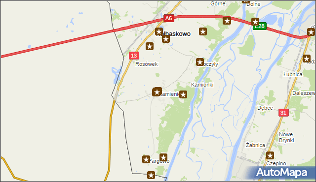 mapa Kamieniec gmina Kołbaskowo, Kamieniec gmina Kołbaskowo na mapie Targeo