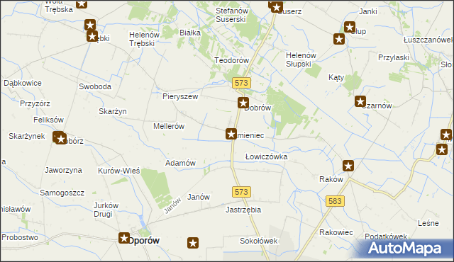 mapa Kamieniec gmina Szczawin Kościelny, Kamieniec gmina Szczawin Kościelny na mapie Targeo