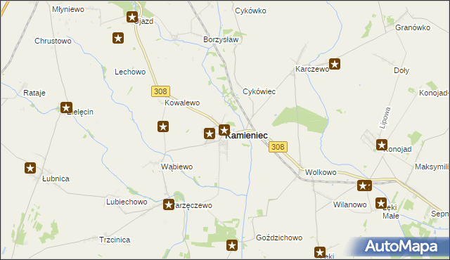 mapa Kamieniec powiat grodziski, Kamieniec powiat grodziski na mapie Targeo