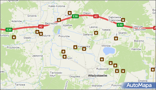 mapa Kamionka gmina Władysławów, Kamionka gmina Władysławów na mapie Targeo