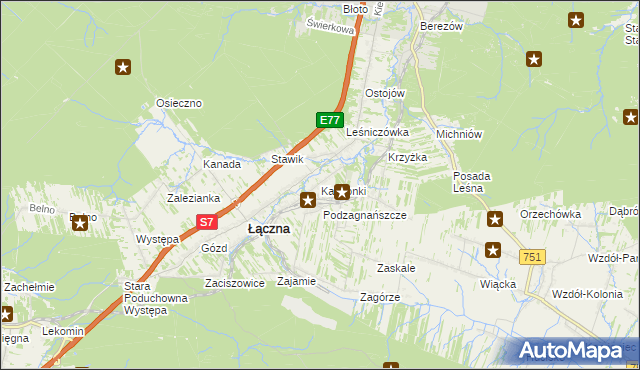 mapa Kamionki gmina Łączna, Kamionki gmina Łączna na mapie Targeo