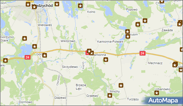 mapa Kamionna gmina Międzychód, Kamionna gmina Międzychód na mapie Targeo