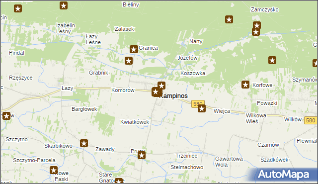 mapa Kampinos, Kampinos na mapie Targeo