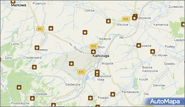 mapa Kańczuga powiat przeworski, Kańczuga powiat przeworski na mapie Targeo