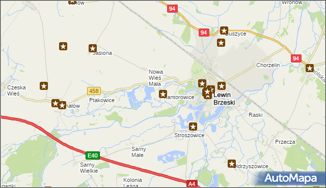 mapa Kantorowice gmina Lewin Brzeski, Kantorowice gmina Lewin Brzeski na mapie Targeo