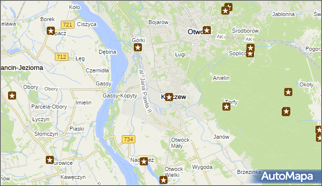 mapa Karczew powiat otwocki, Karczew powiat otwocki na mapie Targeo