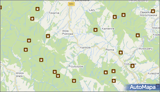 mapa Karlików gmina Bukowsko, Karlików gmina Bukowsko na mapie Targeo