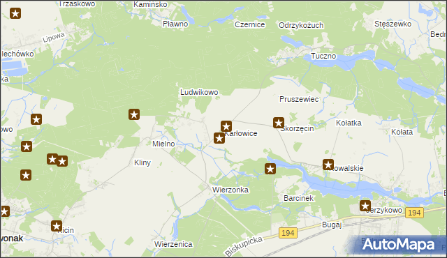 mapa Karłowice gmina Swarzędz, Karłowice gmina Swarzędz na mapie Targeo